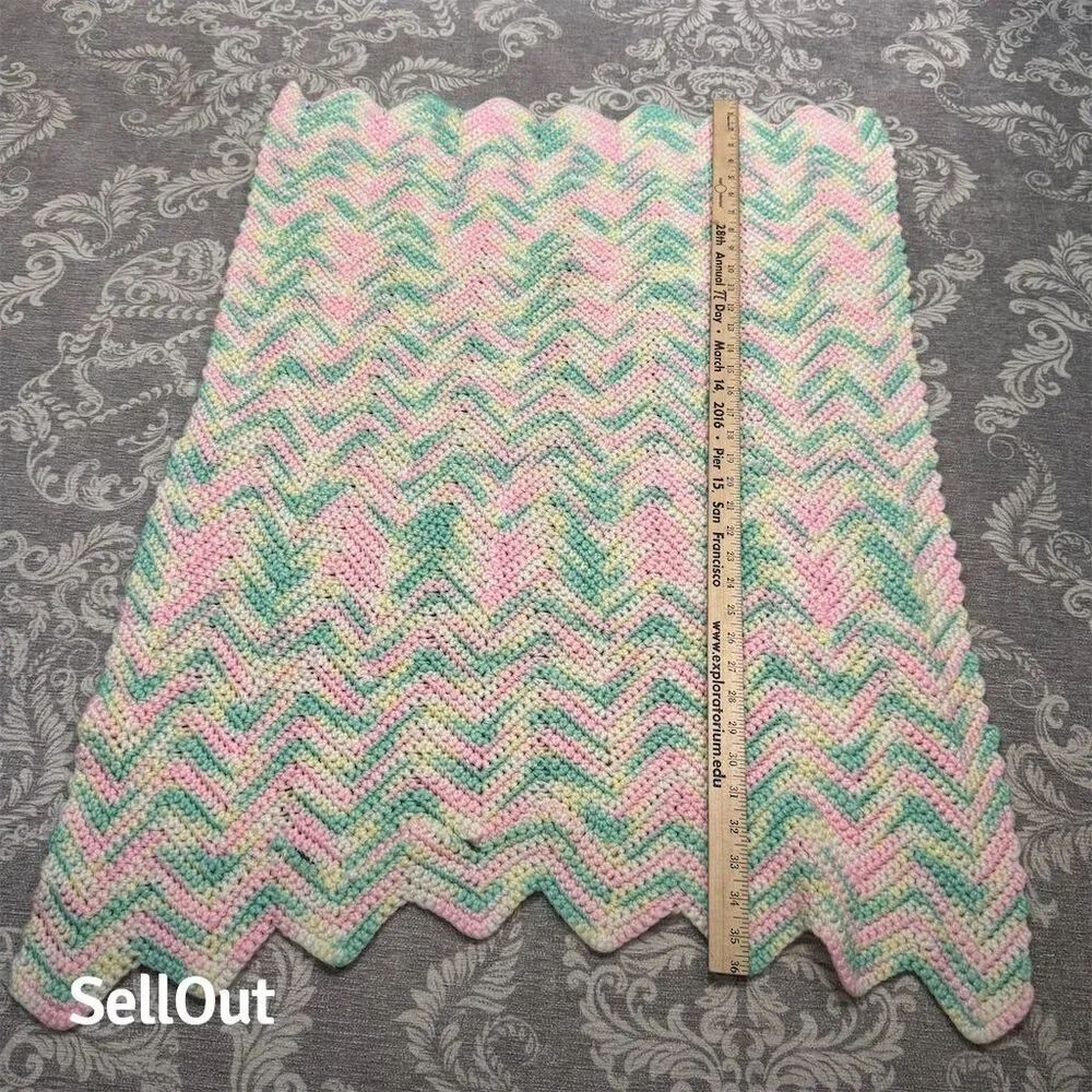Handmade Crochet Chevron Baby Blanket Multicolor